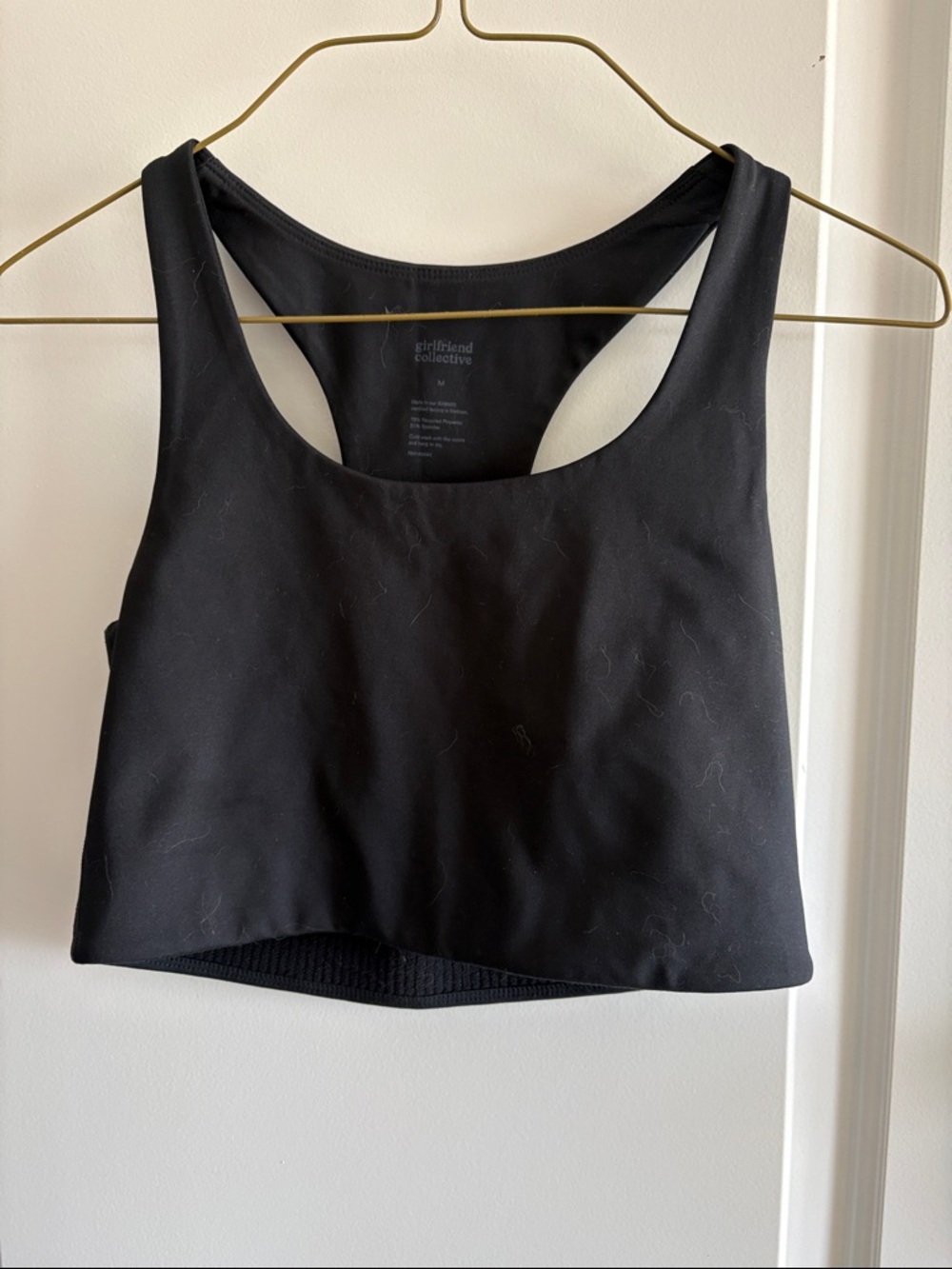 girlfriend collective black scoop-neck racerback sports bra